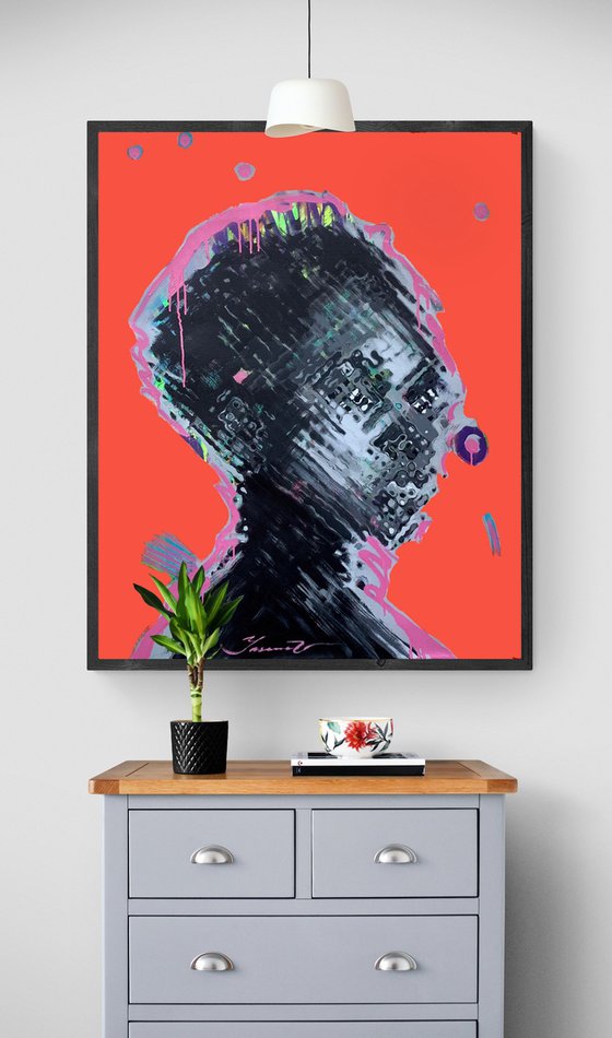 Big bright portrait - "Black queen" - Pop Art - Portrait - Contemporary art