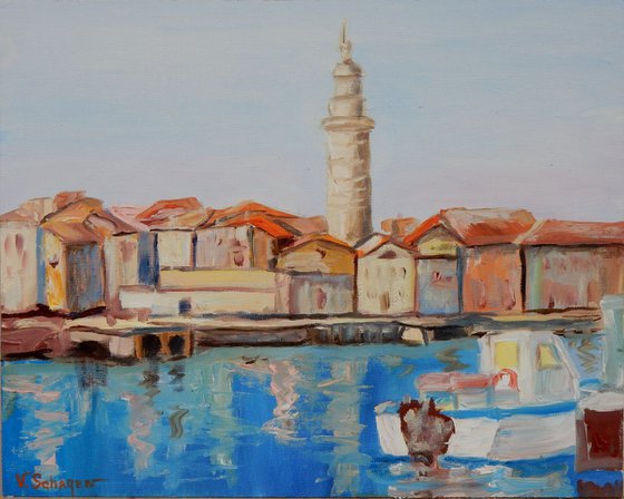 Cityscape with boat