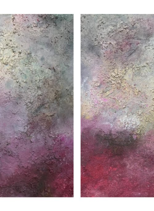 Over the Heath - Contemporary Diptych by Angela  Dierks