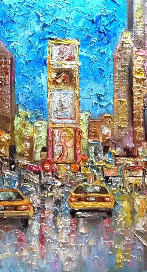 Time Square in Rain by Vishalandra Dakur