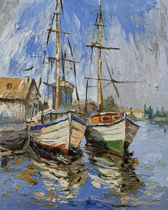 Harbor Boats Reflection.