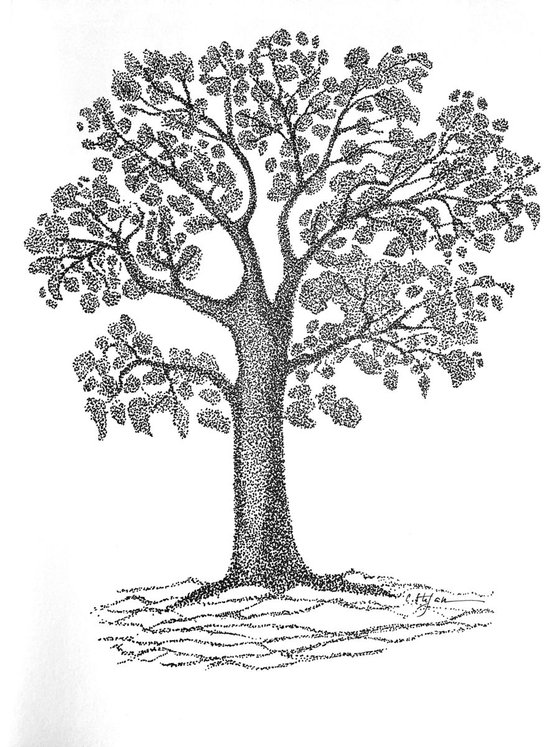 Tree - ink on paper - dots