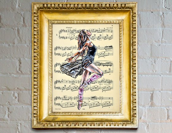 Ballerina XLV- Vintage Music Page, GIFT idea