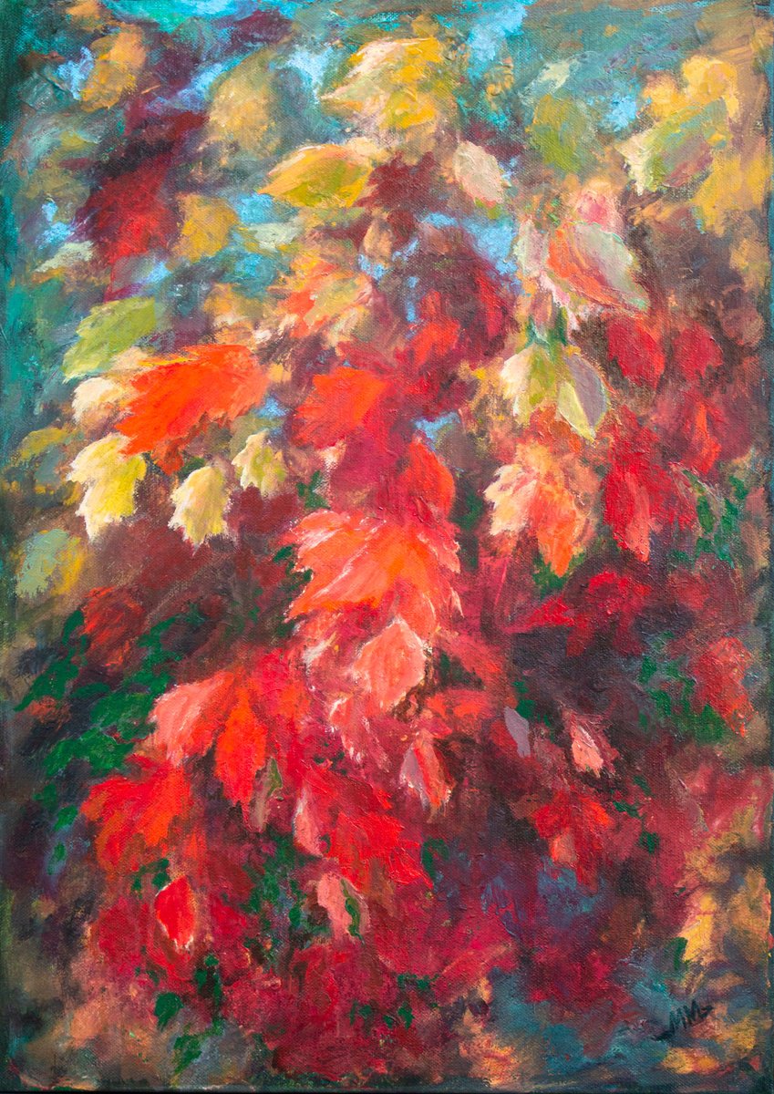 Red autumn leaves by Mila Moroko