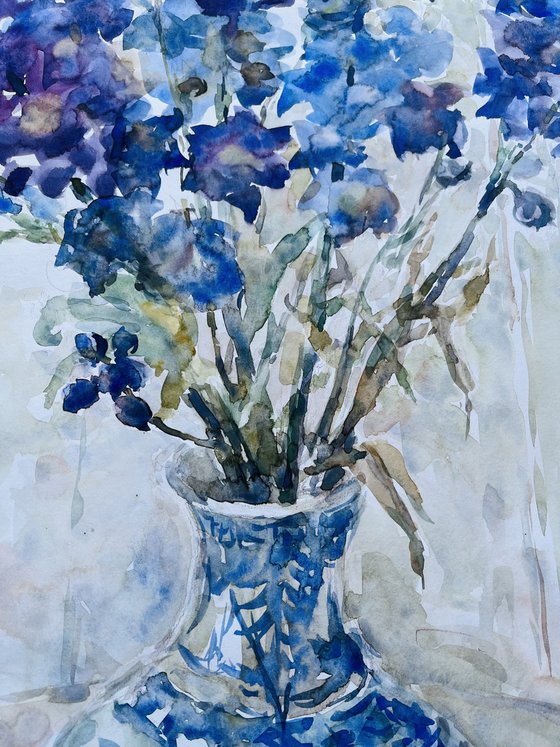 Delphinium in vase. 30in.x22in