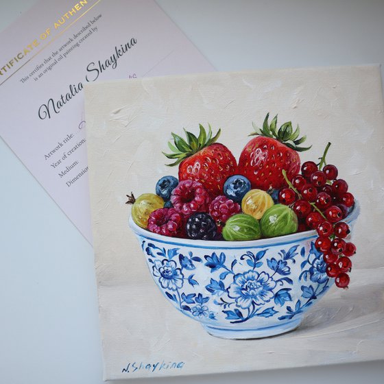 Summer Berries in Blue Bowl