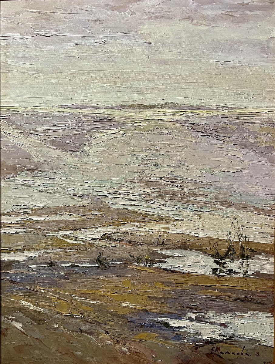 Impressionistic Landscape Oil Painting By Elena Mashajeva-Agraphiotis, 18 X 24, Silence, Original Artwork