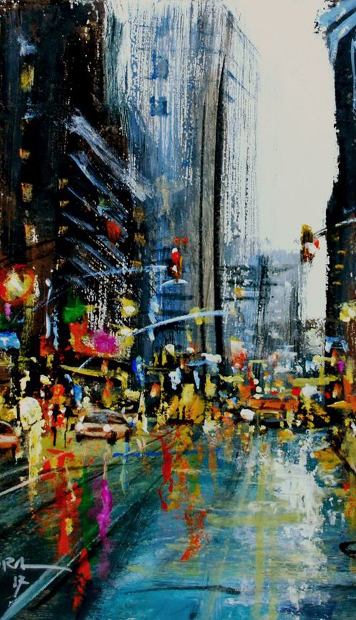 New York city in Rain8, 16x12 in by Vishalandra Dakur
