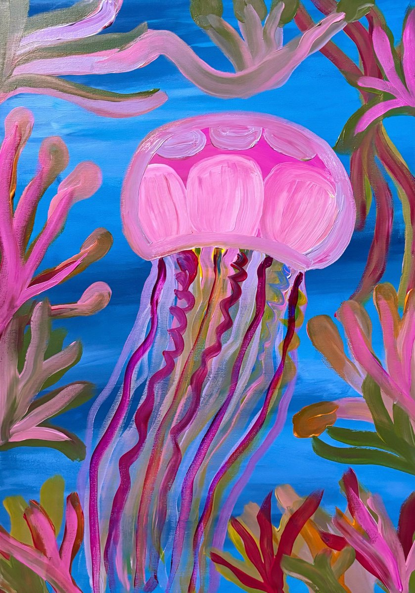 Naive Animal Acrylic Painting By Aurora Camaiani, 20 X 28, Floating, Original Artwork