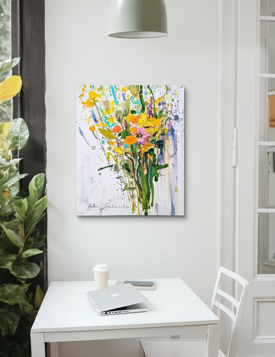 Wildflowers on white