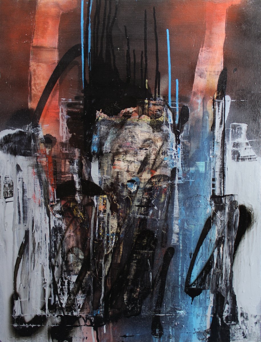 Expressive Portrait Oil Painting By Milos Hronec, 24 X 32", Liberation, Original Artwork