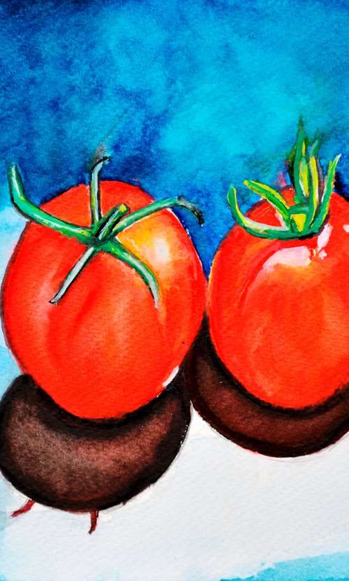 Red homegrown garden Tomatoes still life by Manjiri Kanvinde