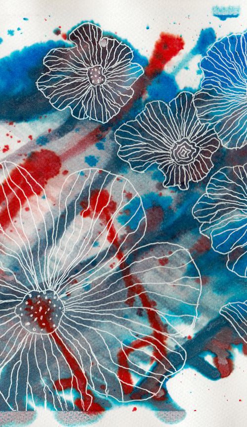 Abstract Flowers. Watercolor painting by Yulia Schuster