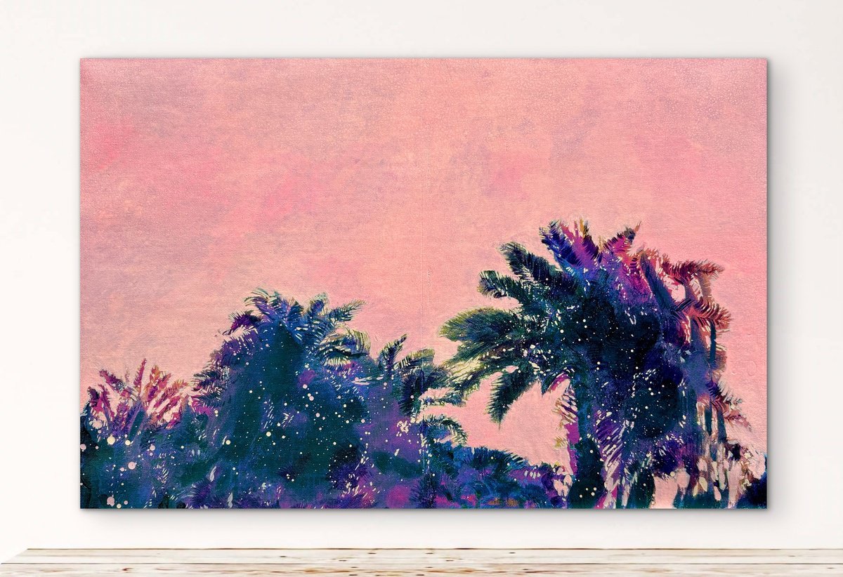 Expressive Landscape Painting By Maria Al Zoubi, 24 X 16", Tree Tops, Original Artwork