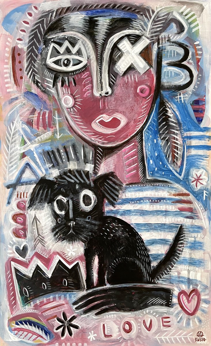 Expressive Animal Acrylic Painting By Daria Kusto, 31 X 51, Pirates, Original Artwork