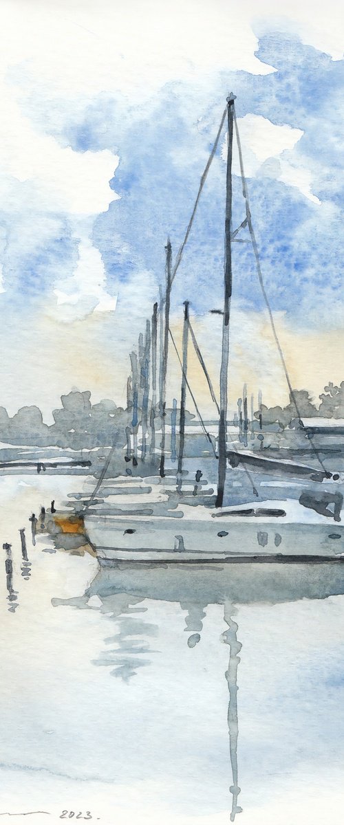 Sail boats in the harbor by Tatiana Alekseeva