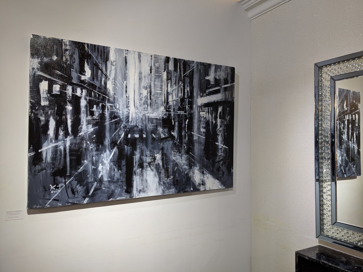 Urban And Pop Cityscapes Acrylic Painting By Kasia Pawlak, 59 X 39", Manhattan Perspective, Original Artwork