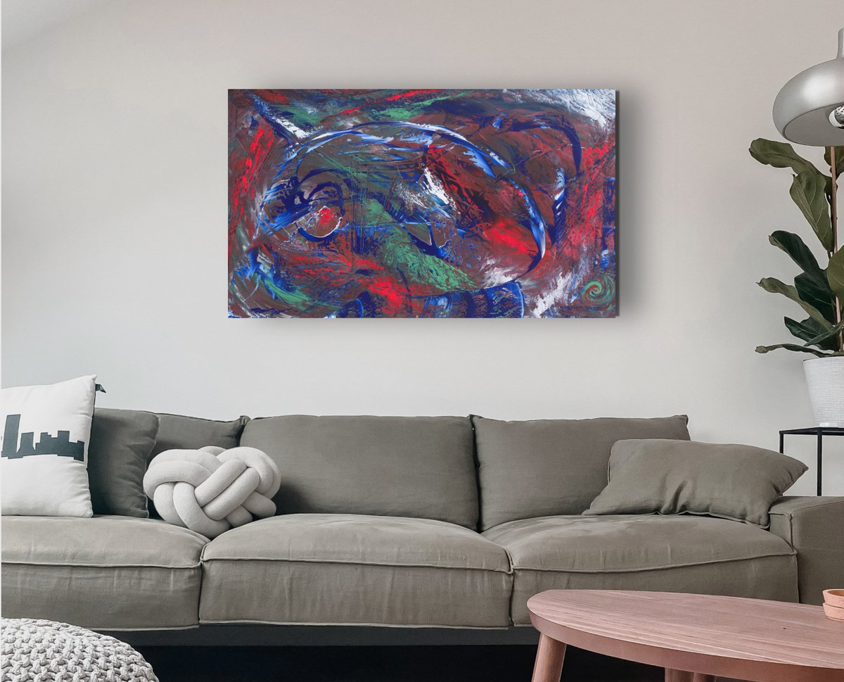 Expressive Abstract Acrylic Painting By Davide De Palma, 39 X 24, Intense, Original Artwork