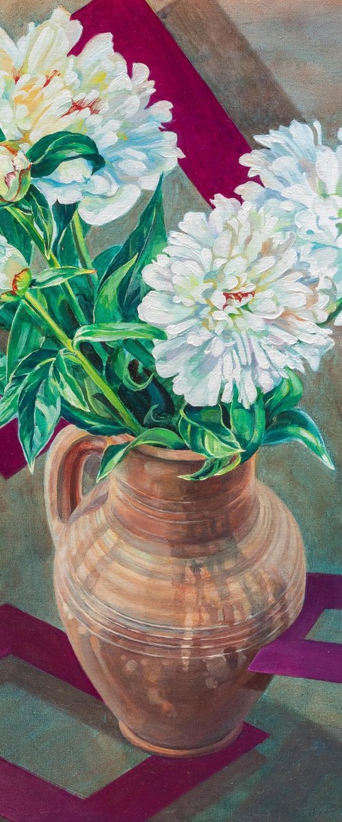 Peonies in a Pitcher by Alona Lesnichenko