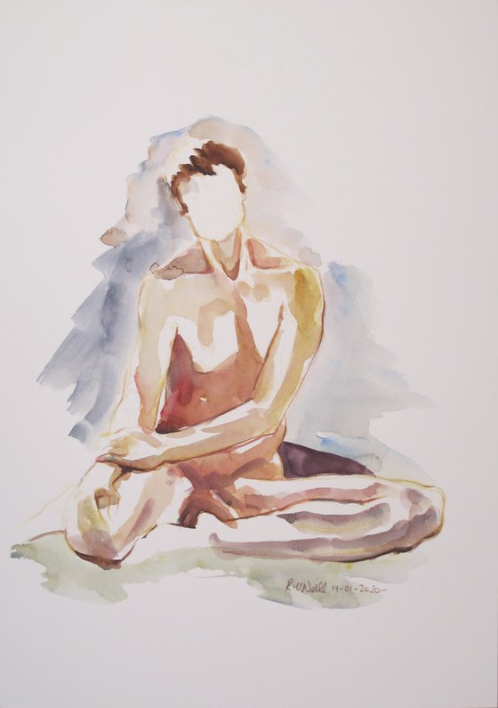 Seated male nude