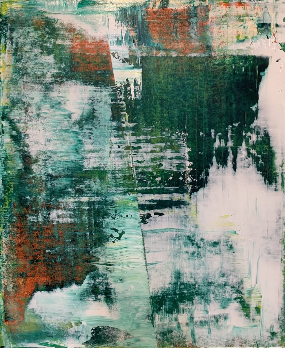 Abstract Acrylic Painting By Richard Heys, 13 X 17", Go And Meet The Rain Vii, Original Artwork