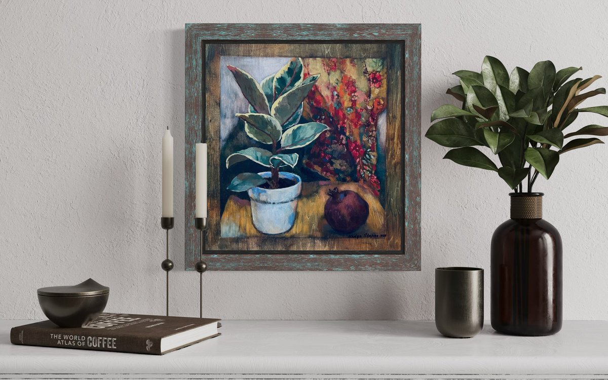 Impressionistic Painting , Still Life With Pomegranate By Nadezda Stupina, 14 X 15, Artwork For Sale On Artfinder