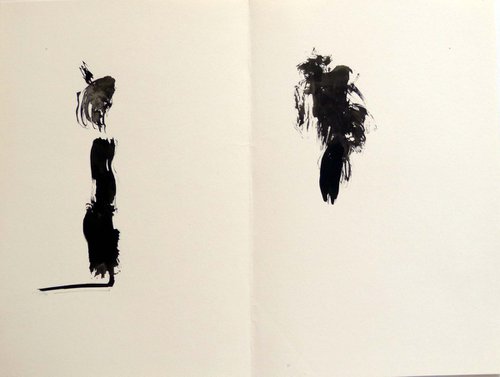 Minimalist  Stains 2, diptych 16x24 cm by Frederic Belaubre