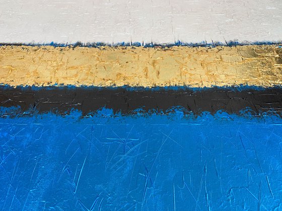 Blue Infinity - XL LARGE,  TEXTURED, GOLD LEAF ABSTRACT ART – EXPRESSIONS OF ENERGY AND LIGHT. READY TO HANG!