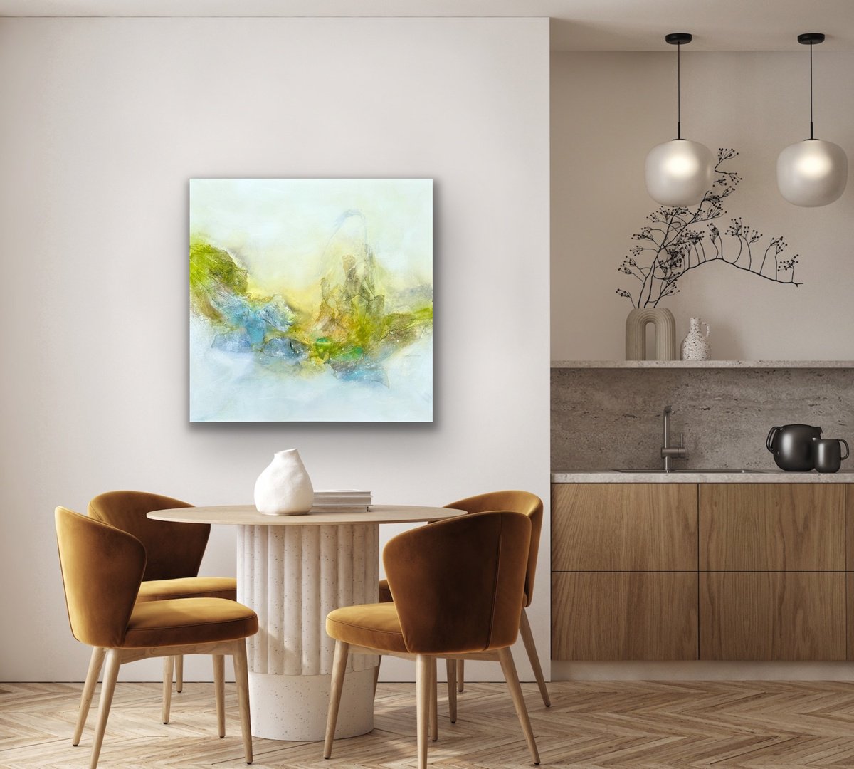 Abstract Acrylic Painting By Kirsten Schankweiler, 31 X 31", Nature - My Happy Place No. 7, Original Artwork