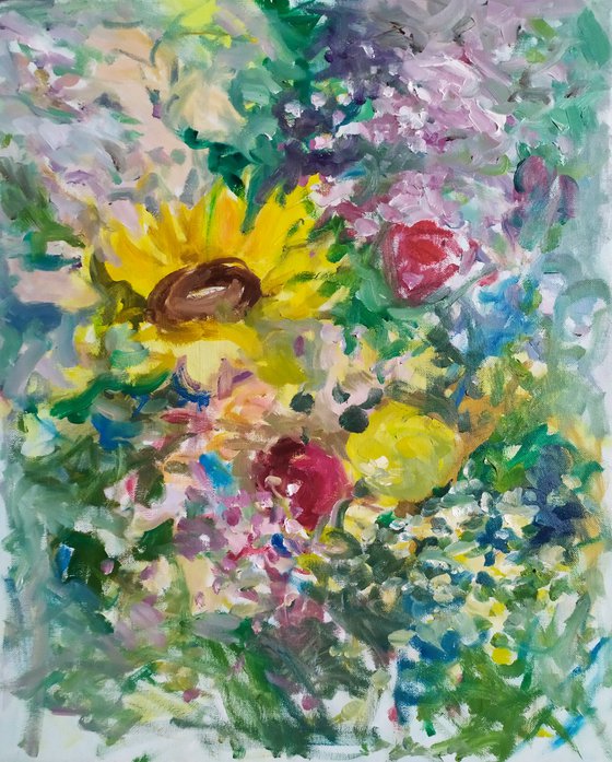Original floral oil painting - Summer joy