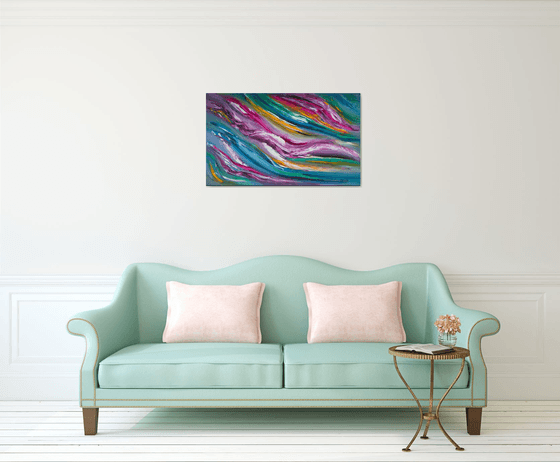 "Gioco del vento II" inspired by the sky, 100x60 cm