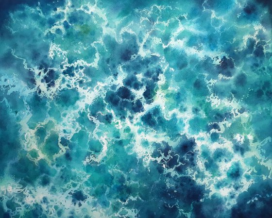 Sea Lace - seascape - sea - turquoise sea - vibrant color - sea foam