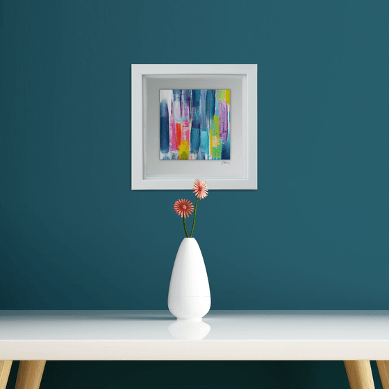 Framed ready to hang original abstract  - colours #6