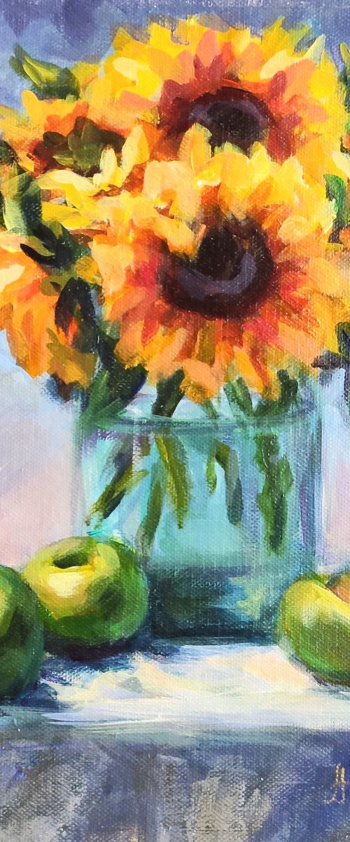 Still life with sunflowers Bouquet in vase by Anastasia Art Line