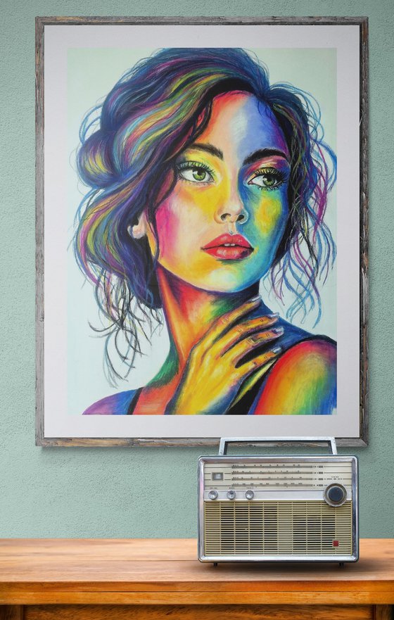 Colorstorm Muse - Oil Pastel Women Portrait