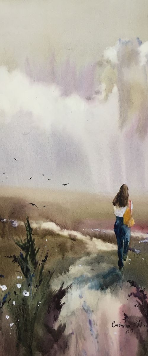 “Brunette girl walking” by Iulia Carchelan