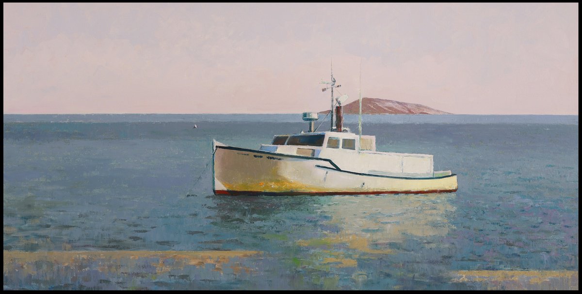 Impressionistic Landscape Oil Painting By Bo Kravchenko, 49 X 25, Soul Boat, Original Artwork