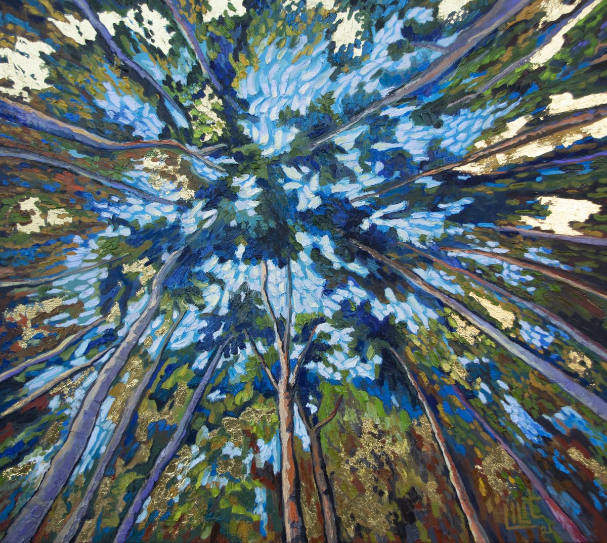 Expressive Landscape Oil Painting By Lilit Vardanyan, 35 X 31", To Up, Original Artwork