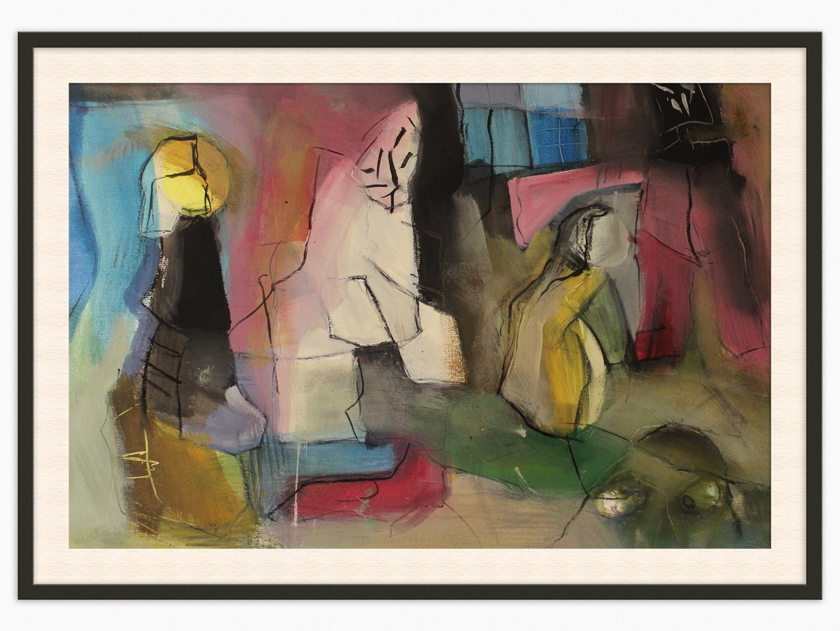 Abstract Painting By T Kyomu, 39 X 28", Ghosts Part Iv, Original Artwork