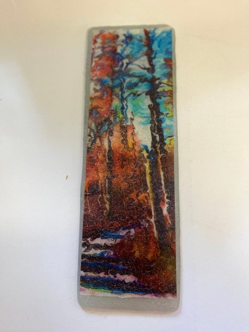 Candlin’s Coppice: Silk on glass art by Tony Roberts