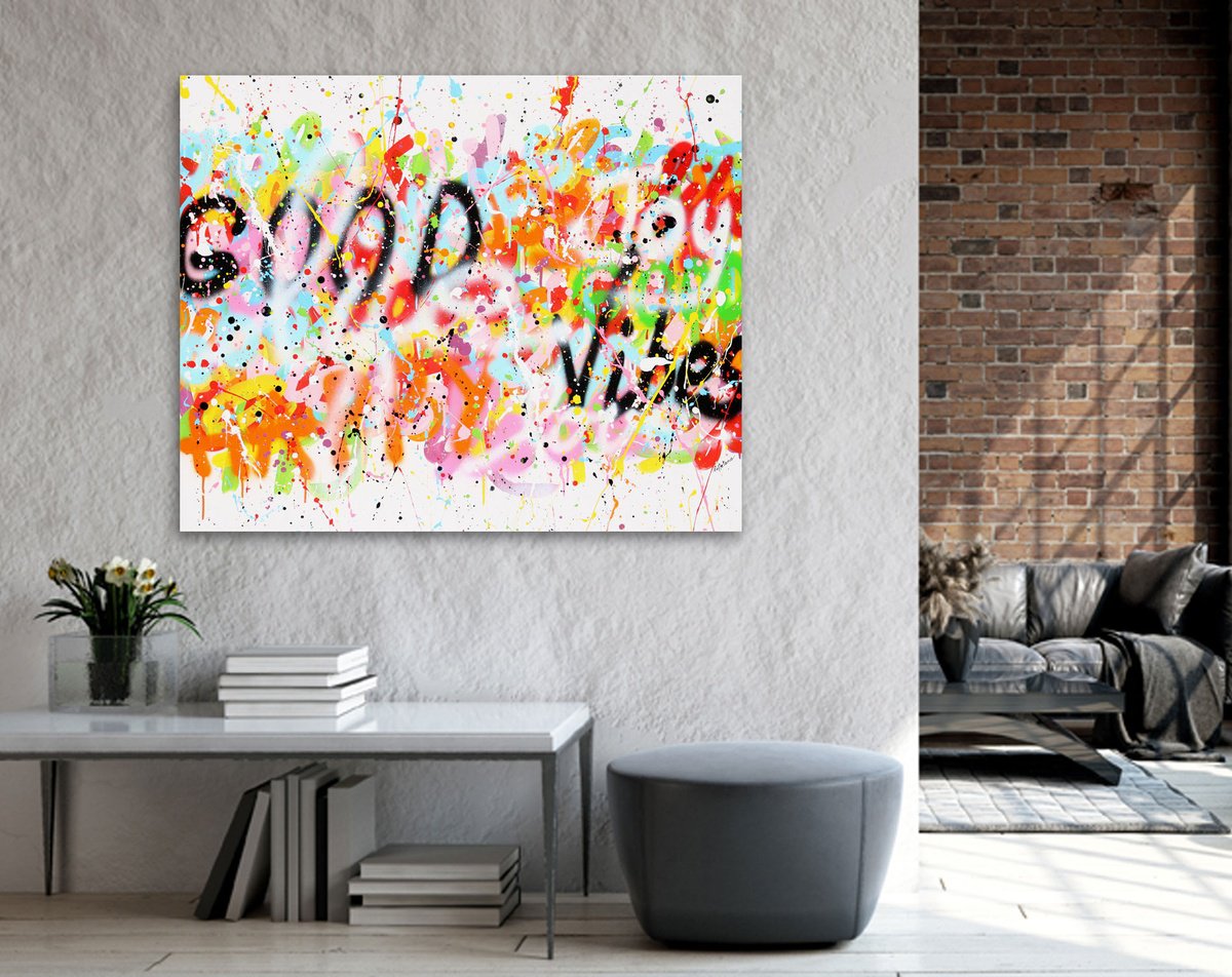 Urban And Pop Acrylic Painting , Positives Vibes By Isabelle Pelletane, 39 X 32, Artwork For Sale On Artfinder