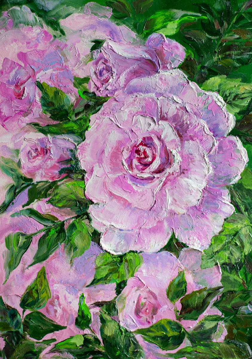 Impressionistic Botanical Oil Painting By Galyna Shevchencko, 10 X 14, Rose, Original Artwork