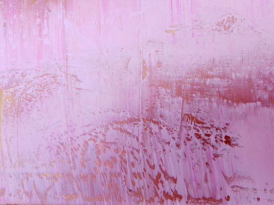 Endearment - golden and pink floral abstract