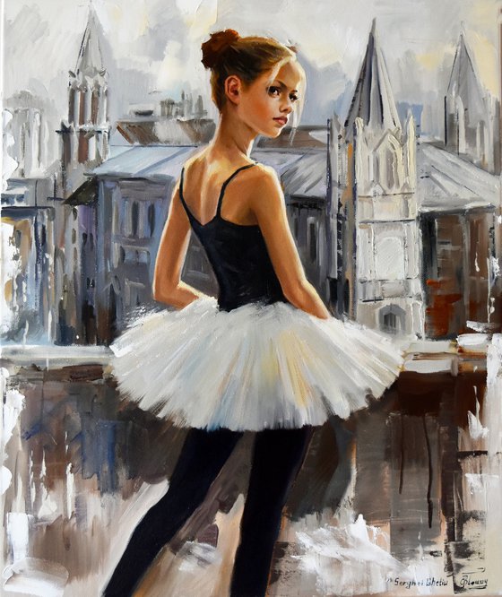 Lovely city of small ballerina