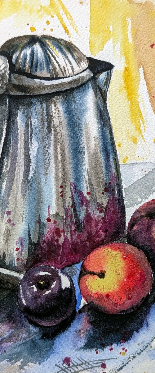 Still Life With Plums by Marina Omelianenko
