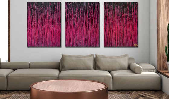 Carmin Spectra ( Florescent garden) 2 / Triptych!