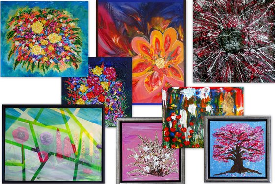 Collage of flower artworks 9