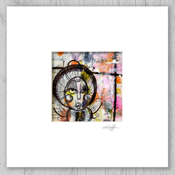 Funky Little Bug 8 -  Mixed Media Painting in mat by Kathy Morton Stanion