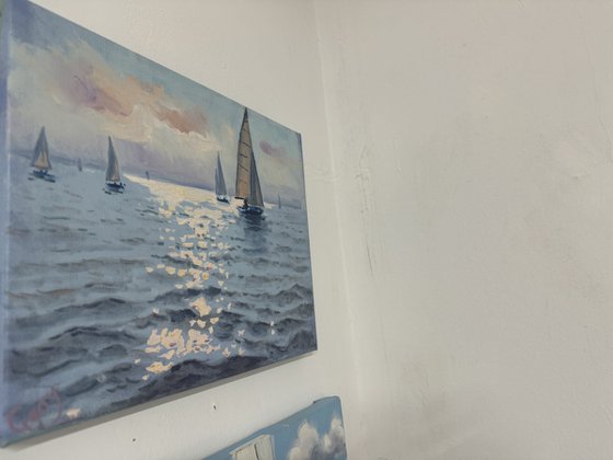 Seascape with Sailboats 36