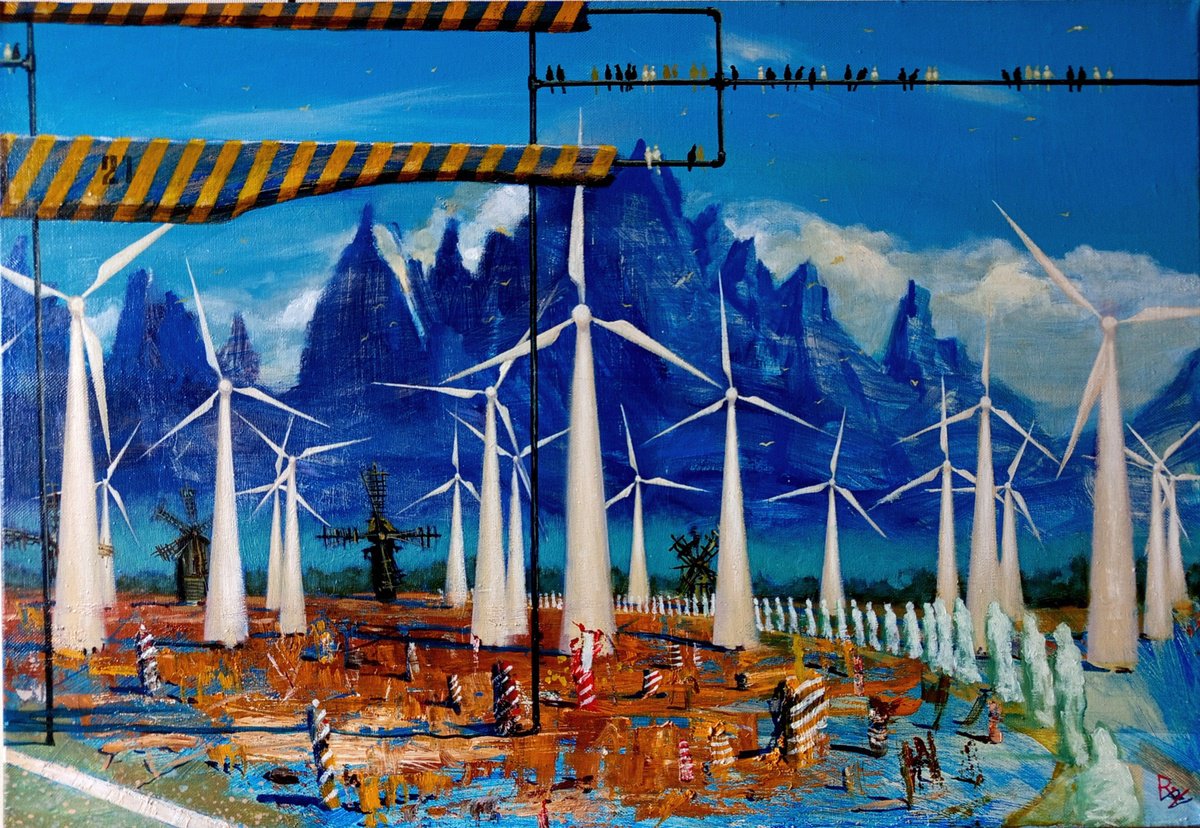 Surrealistic Landscape Oil Painting By Serhiy Roy, 26 X 18", The World After Us., Original Artwork